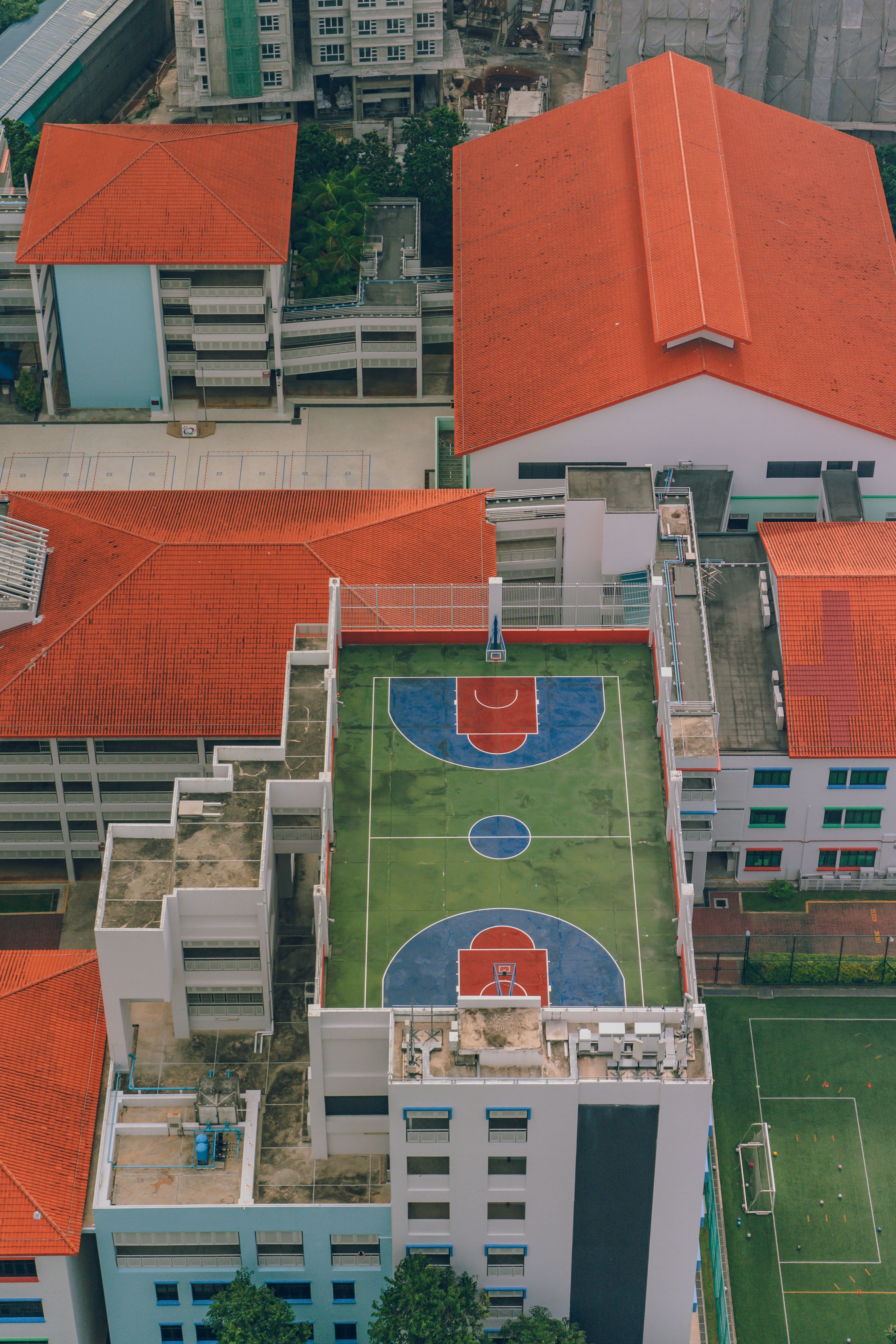 Rooftop Basketball court, as seen from level 47 roof.